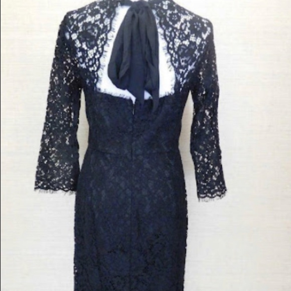 J. Crew black cocktail lace dress. 3/4 sleeves. Size 2.